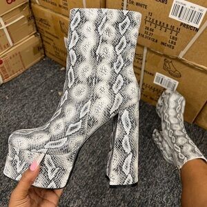 Snakeskin booties